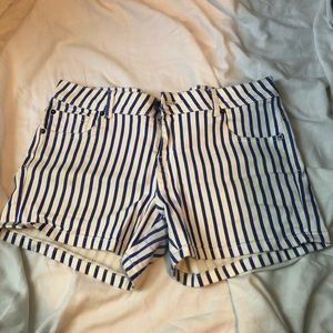 Blue and white striped shorts